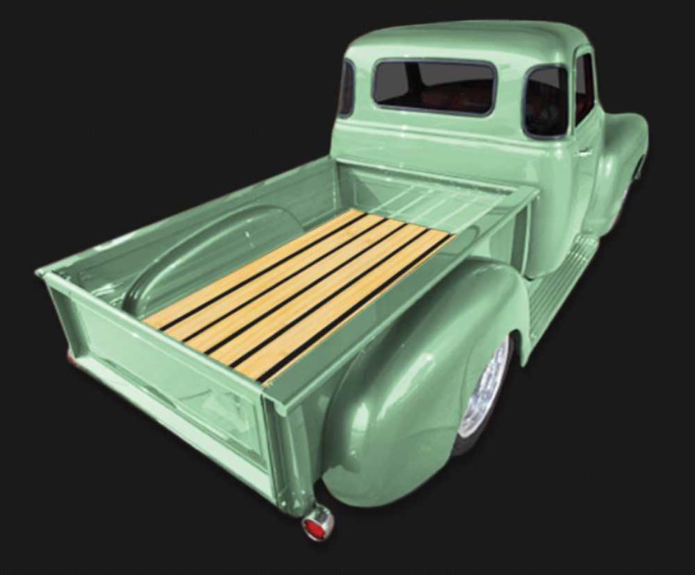 1947 1951E Chevy GMC Short Stepside BedWoodX Kit with Prefinished Pine Plain Steel Strips And Zinc Hardware