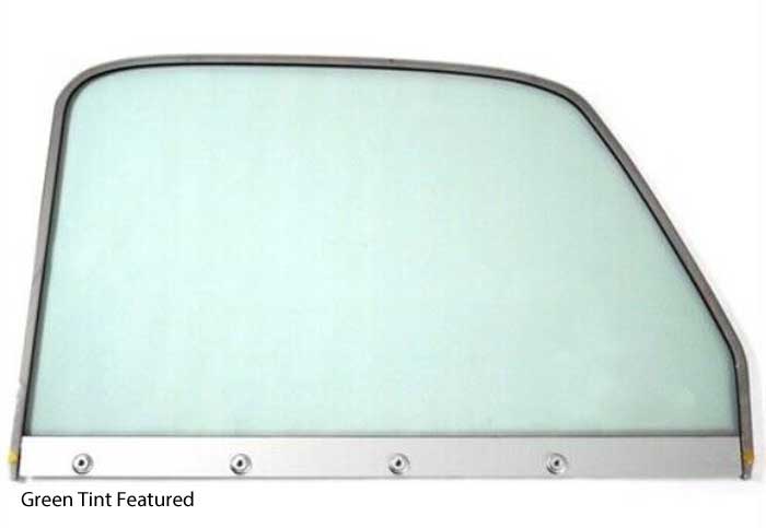 1947 1950 Chevy GMC Truck Door Glass Assembly With Chrome Frame Green Tinted Glass Left