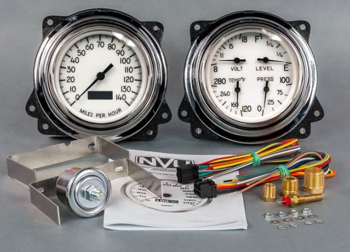 1947 1953 Chevrolet Truck New Vintage USA 1940 Series 2 Gauge Kit Programmable 140 MPH Speedometer Quad GaugeFuel Battery Water Temp and Oil Pressure White