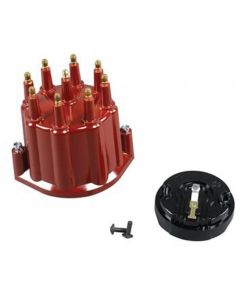 Chevelle & Malibu Distributor Cap & Rotor, With Male Terminals, For Billet Flame-Thrower Distributor, PerTronix,  Red, 1964-83