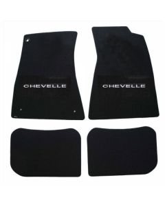 1964-67 Chevelle Lloyds Ultimat Black Front/Rear Floor Mats Silver Chevelle Logo