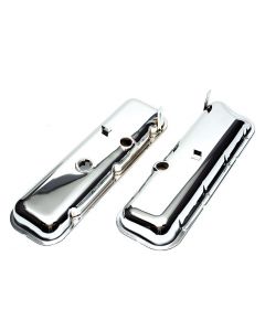 Chevelle Valve Covers, Big Block, Chrome, Without Drip Rail, For Cars With Power Brake Booster, 1965-1972