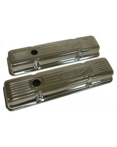 Chevy Small Block Chrome Valve Covers With 327 Logo, Short,1958-1986