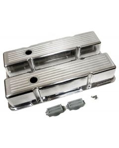 Polished Aluminum Chevy Small Block 283-400 Tall Valve Covers, Ball Milled