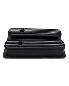 Chevy 5.0L & 5.7L Center Bolt Tall Valve Covers, Polished, Black Finned