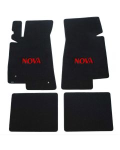 1975-79 Nova Lloyds Ultimat Black Front/Rear Floor Mats With Red Nova Logo