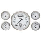 Full Size Chevy Custom Gauge Set, White Face, With Black Lettering, White Hot, Classic Instruments, 1959-1960