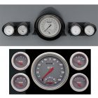 Full Size Chevy Custom Gauge Set, Gray Face, With Red & White Lettering, S & G, Classic Instruments, 1959-1960