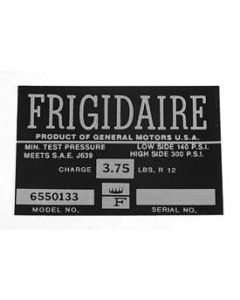 1964-1965 El Camino Air Conditioning Compressor Decal, Frigidaire