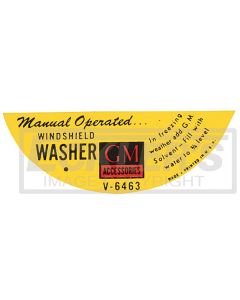 El Camino Windshield Washer Manual Lid Decal, 1959-1960