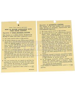 El Camino Cruise Control Instruction Tag, 1970-1974