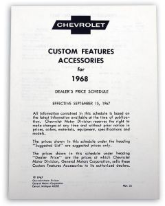 El Camino Custom Features And Accessories Manual, 1968