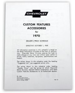 El Camino Custom Features And Accessories Manual, 1970