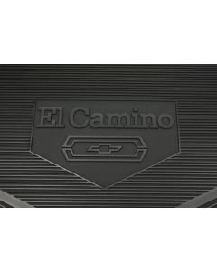1968-1972 El Camino Legendary Floor Mats, Vintage Rubber, Block Letters With Bowtie, Show Correct