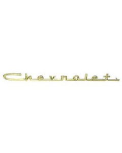 Chevy Hood Or Trunk Script, "Chevrolet", Gold, 13", For V8 Bel Air, Show Quality, 1957