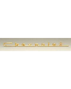 Chevy Hood Script Emblem, Bel Air 6-Cylinder, Gold, 1957