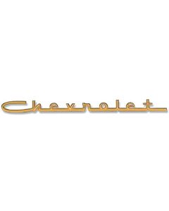 Chevy Hood Or Trunk Script, "Chevrolet", Gold, 13", For V8 Bel Air, Show Quality, 1957