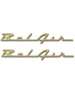 Chevy Rear Quarter Panel Scripts, Bel Air, Show Correct, Bronze Gold, 1957