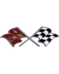 1960 El Camino Tailgate Emblem, "Crossed Flags", For Vehicles With 348ci Engine