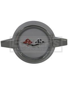 El Camino Wheel Spinner Set, Silver, With Crossed-Flags & Bowtie, 1959-60