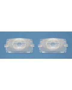 Chevy Parking Light Lenses, With Chrome Bowtie Logos, Clear, 1956
