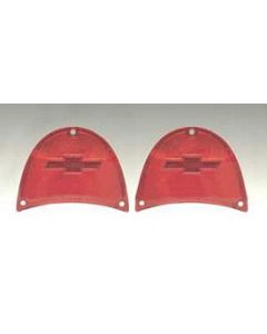 Chevy Taillight Lenses, With Bowtie Logos, Red, 1957