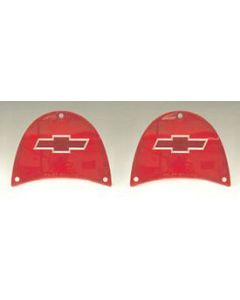 Chevy Taillight Lenses, With Bowtie Logos, Red, 1957