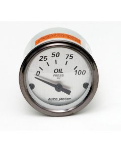 Chevy Oil Pressure Gauge, Brushed Aluminum Face, With BlackNeedles, AutoMeter, 1955-1957