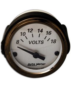 Chevy Custom Voltmeter, Brushed Aluminum Face, With Black Needle, AutoMeter, 1955-1957