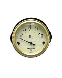 Chevy Custom Oil Pressure Gauge, Beige Face, With Black Needle, AutoMeter, 1955-1957