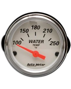 Chevy Custom Water Temperature Gauge, White Face, With Black Numbers & Orange Needle, AutoMeter, 1955-1957