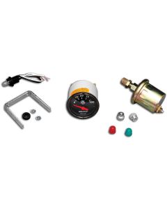 Chevy Custom Oil Pressure Gauge, Black Face, With White Numbers & Orange Needle, Auto Meter, 1955-1957