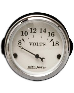 Chevy Custom Voltmeter, White Face, With Black Vintage Needle, AutoMeter, 1955-1957