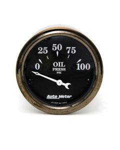 Chevy Custom Oil Pressure Gauge, Black Face, With White Vintage Needle, AutoMeter, 1955-1957
