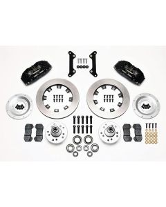 El Camino Wilwood Front Disc Brake Kit, 6-piston Black Calipers, Plain Rotors, 1973-1977