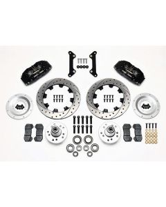 El Camino Wilwood Front Disc Brake Kit, 6-piston Black Calipers, Drilled & Slotted Rotors, 1973-1977