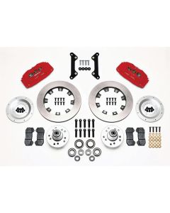 El Camino Wilwood Front Disc Brake Kit, 6-piston Red Calipers, Plain Rotors, 1973-1977
