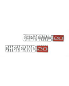 Chevy Truck Front Fender Emblems, Cheyenne 20, 1971-1972