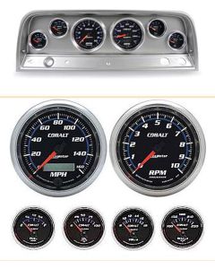 Chevy Truck Instrument Cluster, Brushed Aluminum, With Cobalt Autometer Gauges, 1964-1966