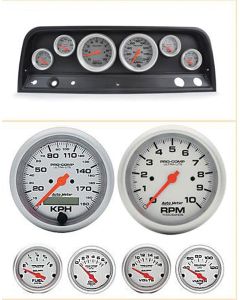 Chevy Truck Instrument Cluster, Carbon Fiber, With Ultra-Lite Autometer Gauges, 1964-1966