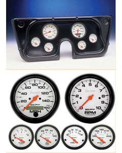 Chevy Truck Instrument Cluster, Black ABS, With Ultra-Lite Autometer Gauges, 1964-1966