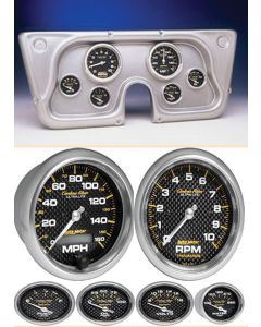 1967-1972 Chevy-GMC Truck Complete 6 Gauge Panel with Carbon Fiber Gauges, Brushed Aluminum
