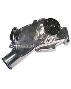 Chevy Truck Water Pump, Big Block, Short Design, Hi-Flow, Polished Aluminum, Stewart, 1965-1968