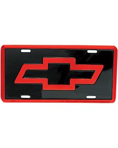 Chevy License Plate, Black, With Red Bowtie