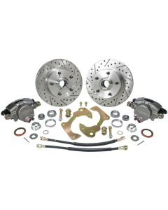 Chevy Truck Disc Brake Kit, Front, At The Wheel, Drilled & Slotted Rotors, 5 On 4-3/4 Bolt Pattern, 1963-1970