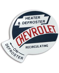 Chevy Truck Recirculating Heater & Defrost Decal, 1955-1959