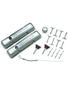 Engine Dress-Up Kit; Chrome with Stamped Chevy Logo; Fits SB Block Chevy Engines