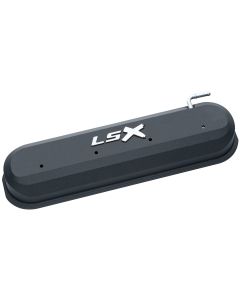 Raised "LSX" Emblem Aluminum Valve Covers, Black Crinkle, LS Engines