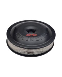 Engine Air Cleaner Kit; Super-Light; 14 Inch; Aluminum; Black; Bowtie/Chevy Logo