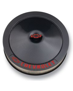 Engine Air Cleaner Kit; Carbon-Style; 14 In; Aluminum; Black; Bowtie,Chevy Logo